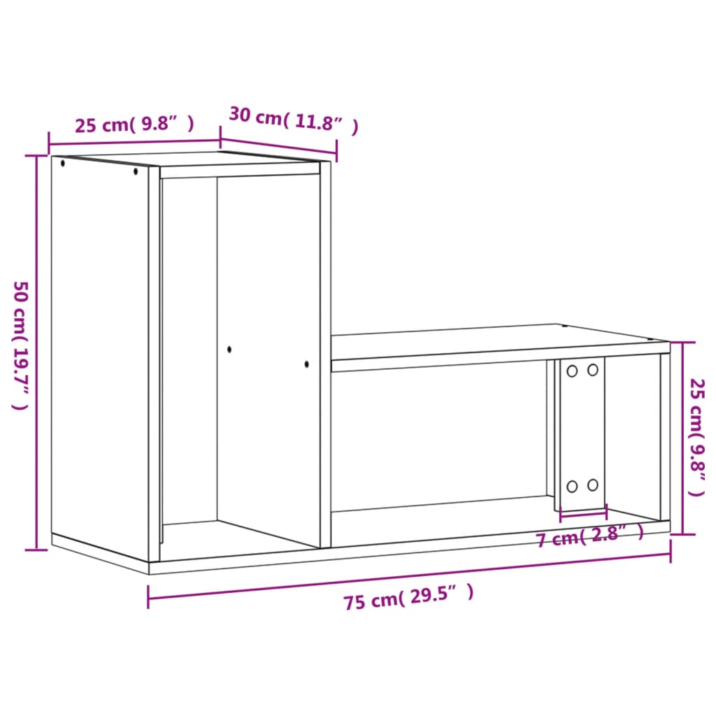 vidaXL TV skapīši, 2 gb., 75x30x50 cm, balti, inženierijas koks