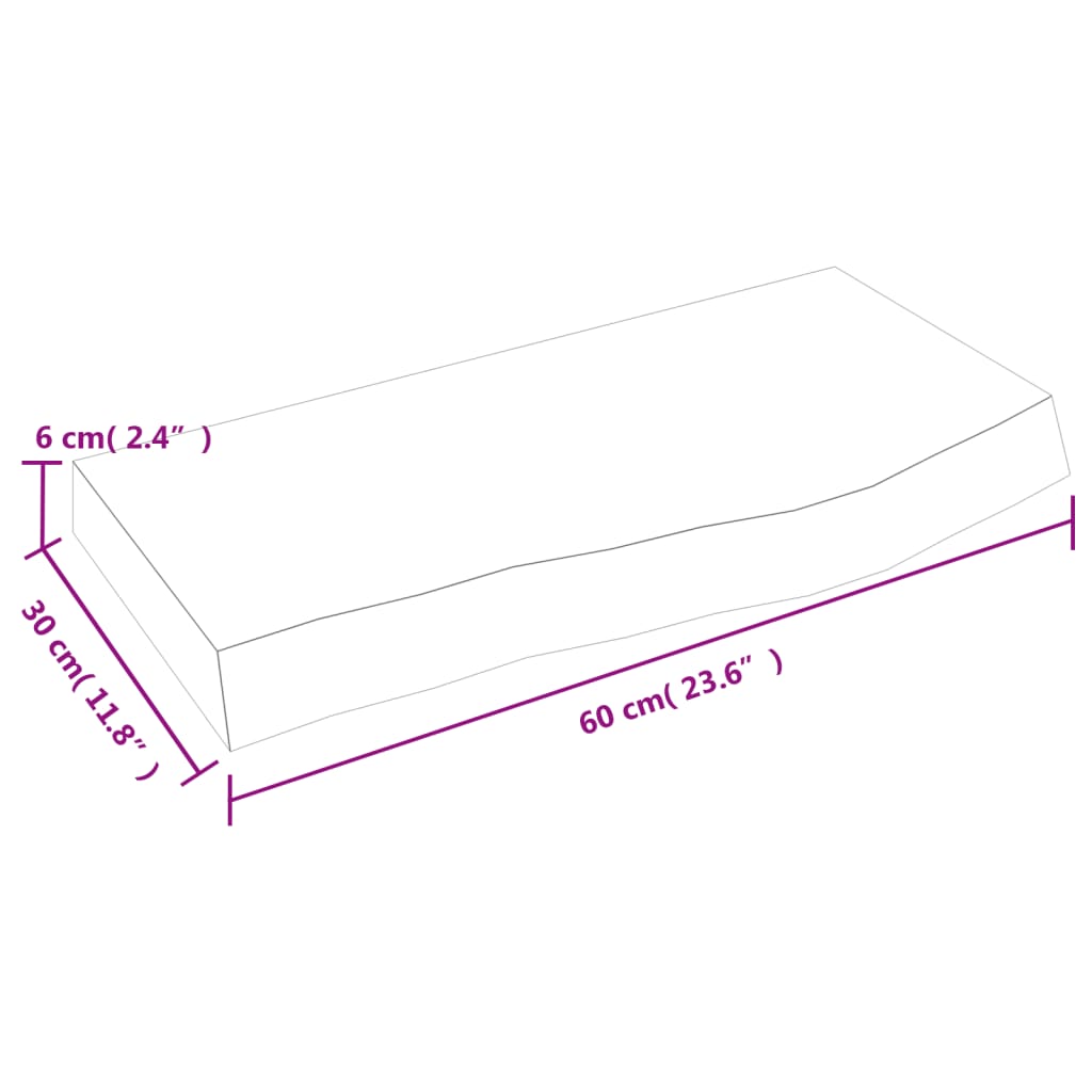 vidaXL vannasistabas virsma, 60x30x(2-6) cm , neapstrādāts masīvkoks