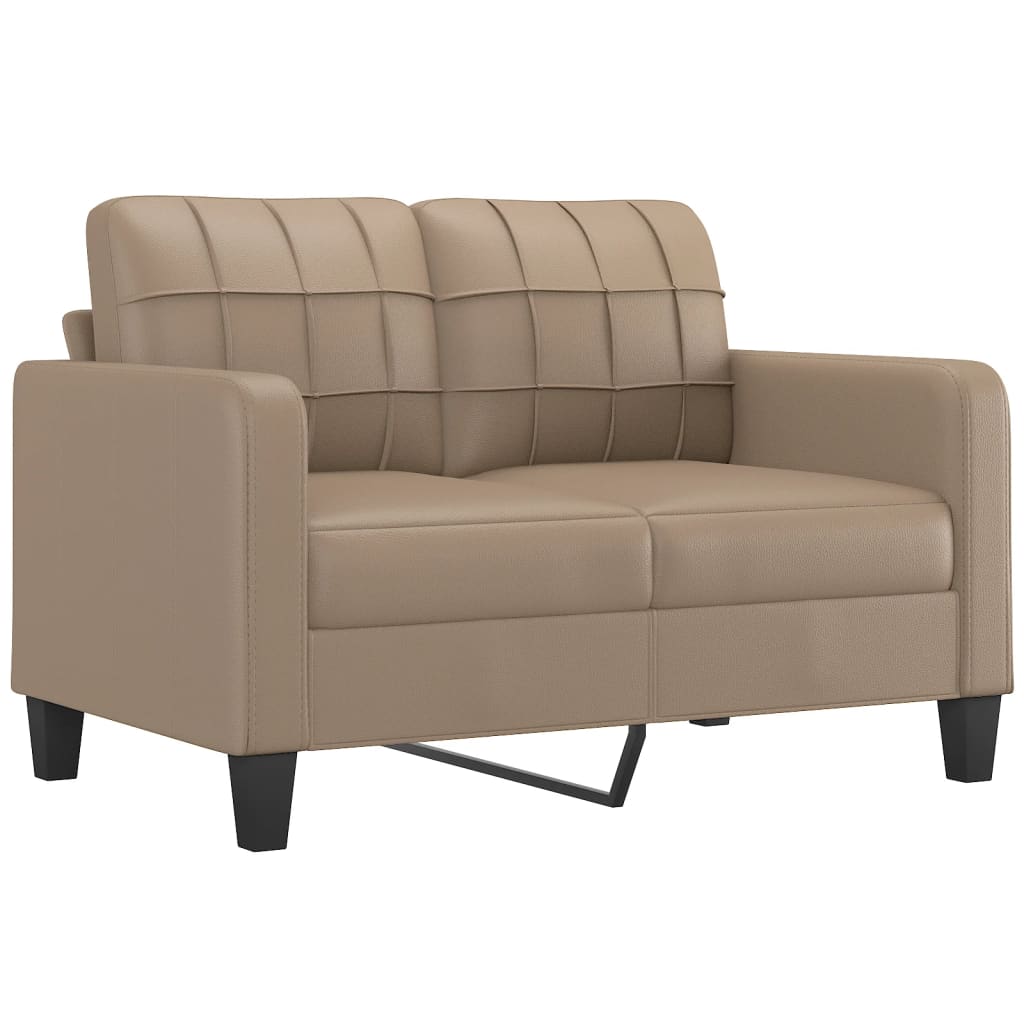 vidaXL divdaļīgs dīvānu komplekts, kapučīno krāsas mākslīgā āda
