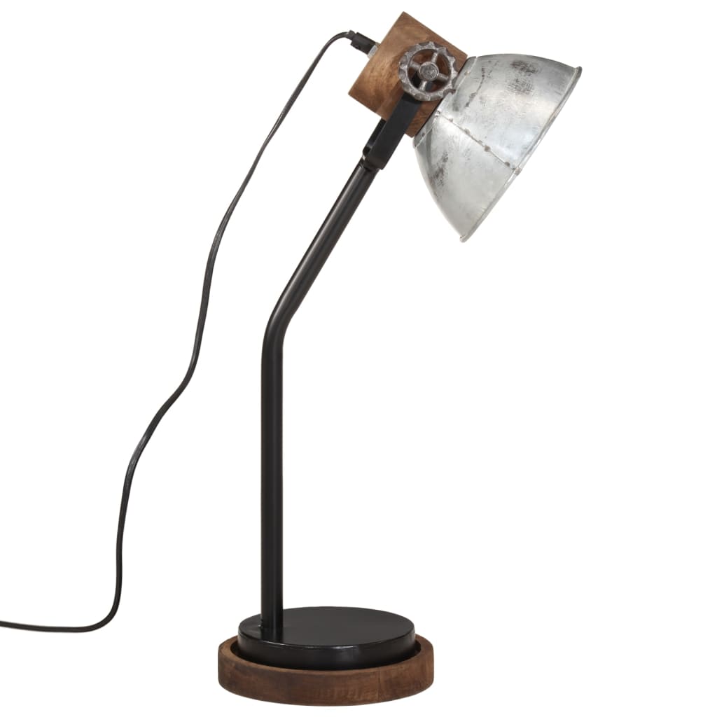 vidaXL galda lampa, vintāžas, sudraba krāsa, 25 W, 18x18x60 cm, E27