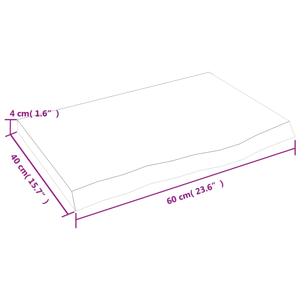 vidaXL vannasistabas letes virsma, 60x40x(2-4)cm, apstrādāts masīvkoks