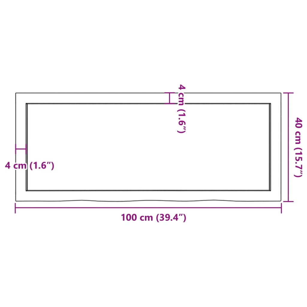 vidaXL galda virsma, tumši brūna, 100x40x(2-4) cm, ozola masīvkoks