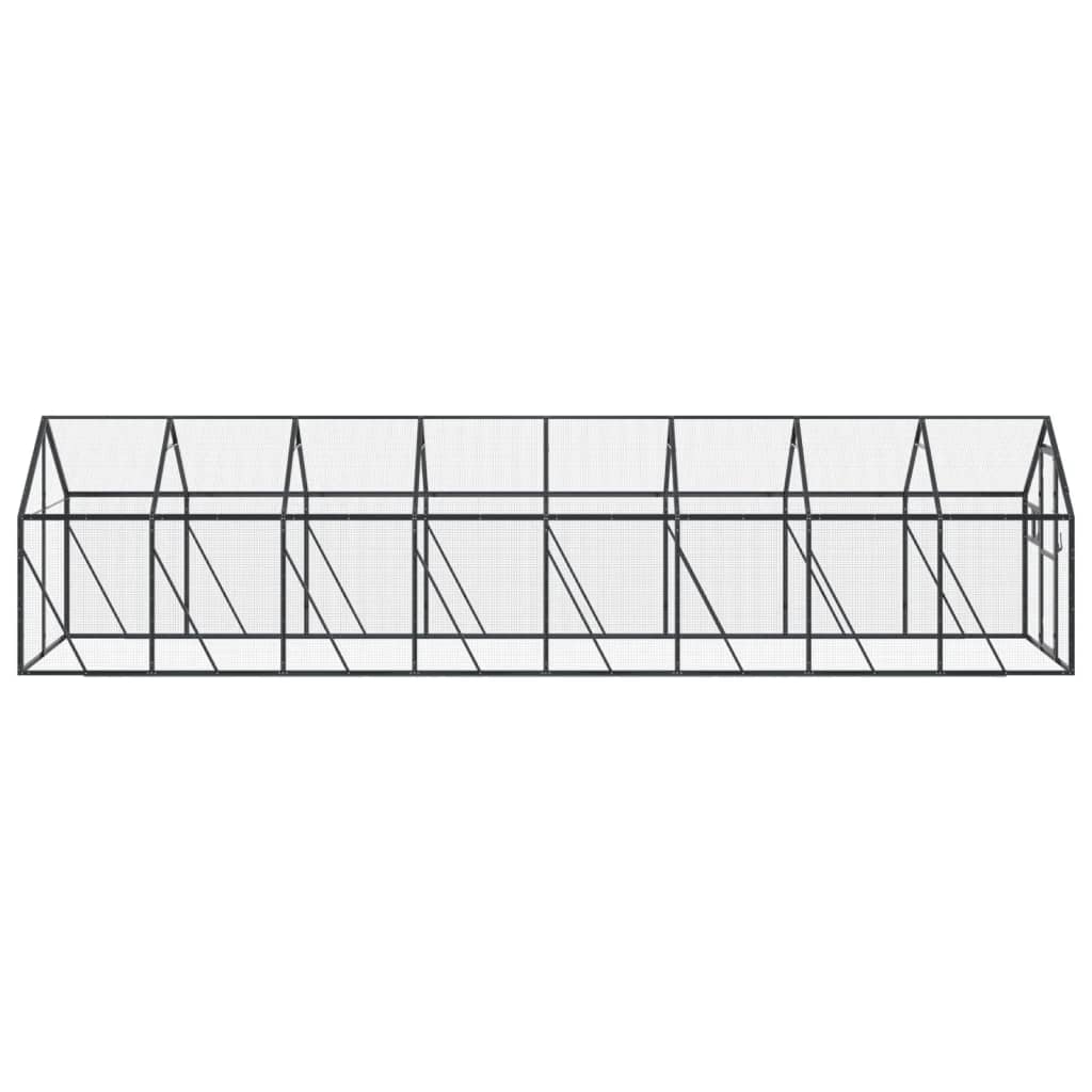 vidaXL putnu māja, pelēka, 1,79x8x1,85 m, alumīnijs