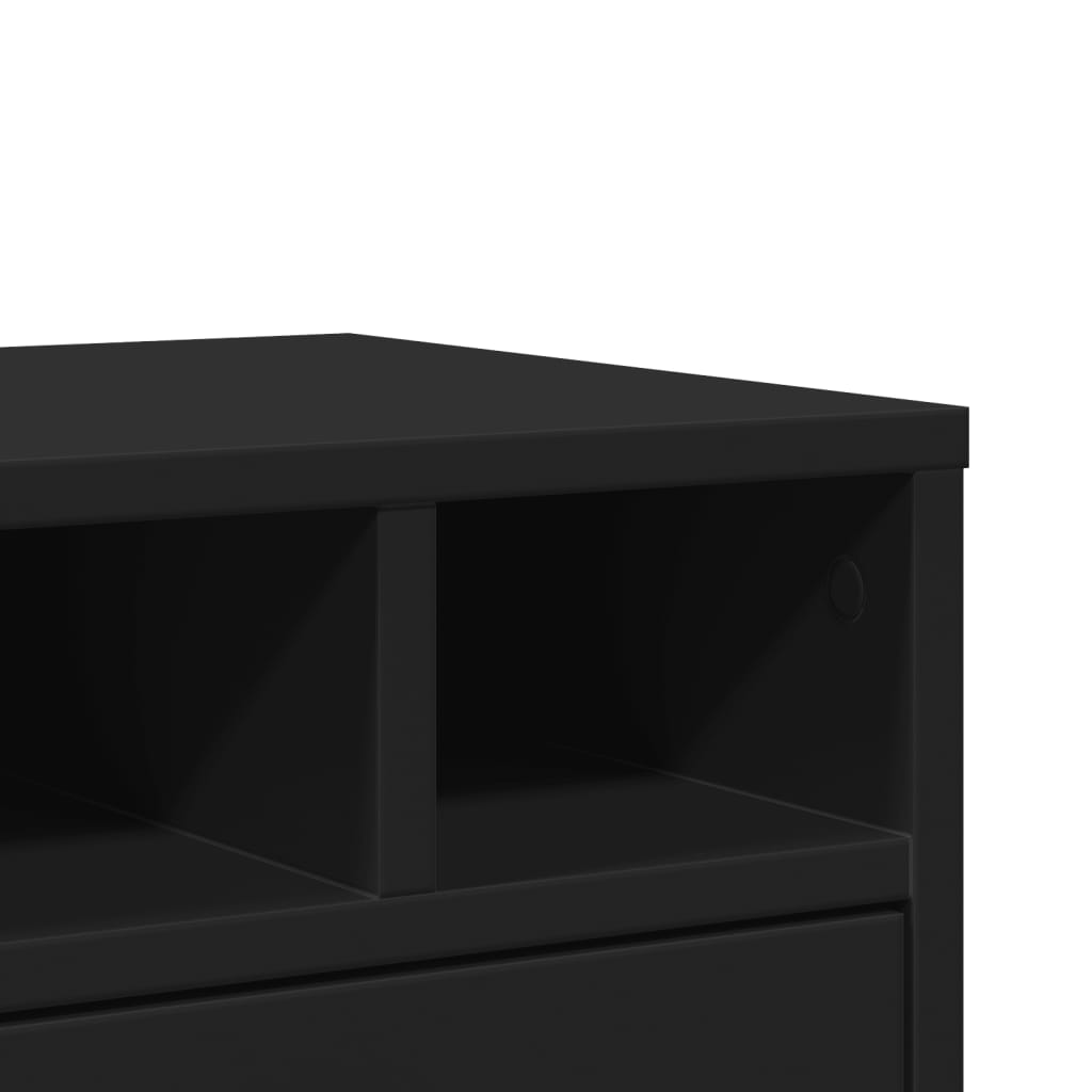 vidaXL printera statīvs, melns, 40x32x22,5 cm, inženierijas koks