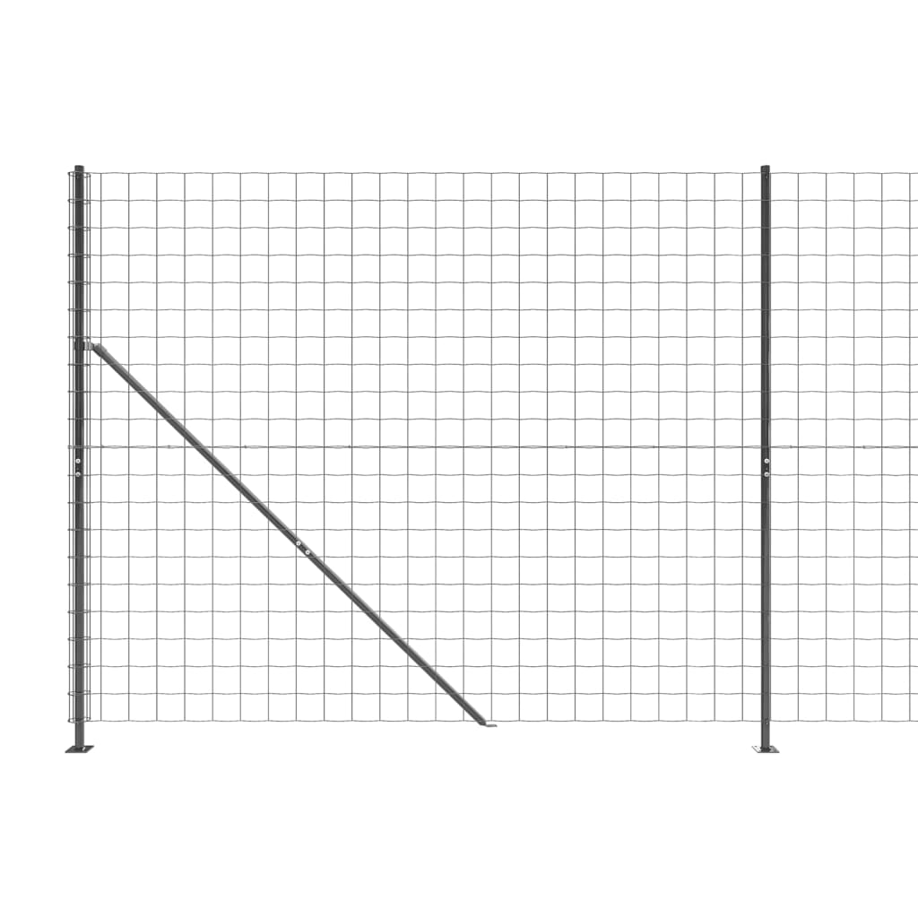 vidaXL stiepļu žogs ar atloku, 1,8x25 m, antracītpelēks