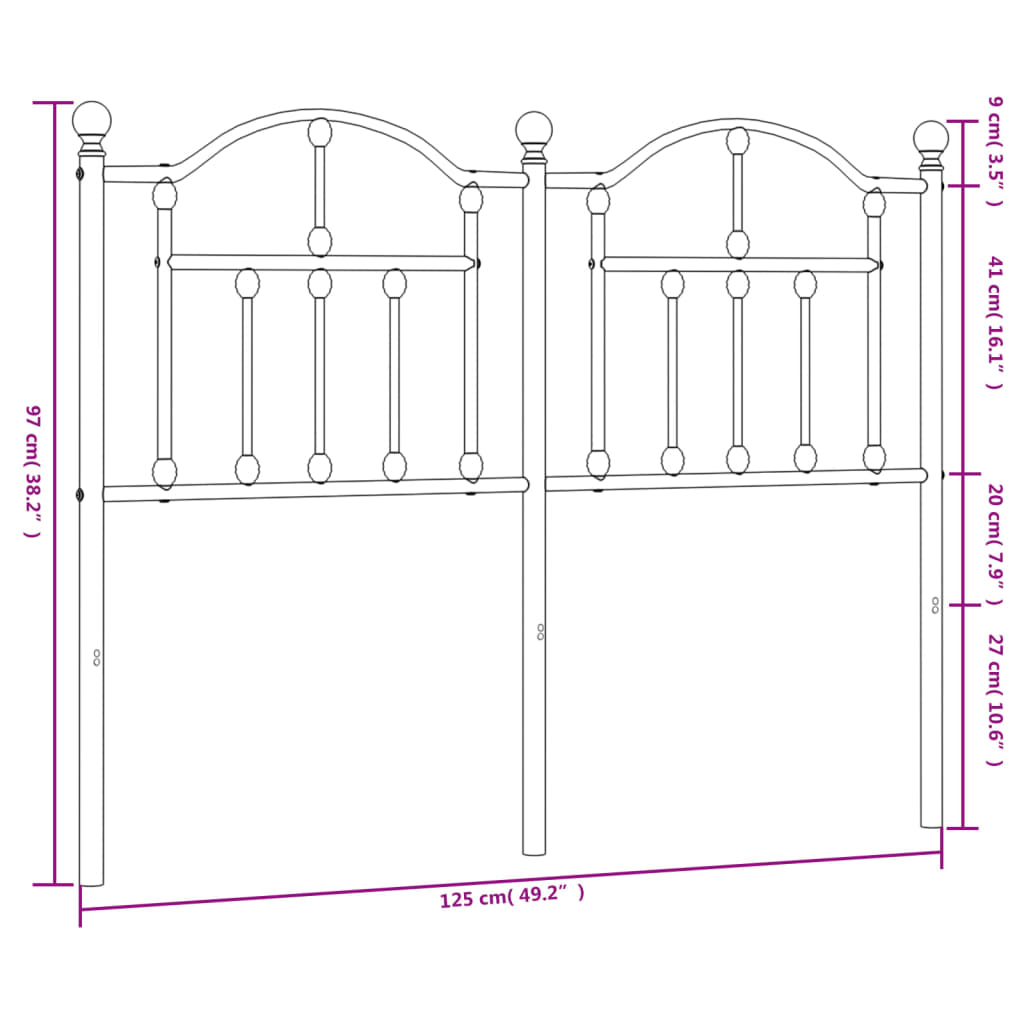 vidaXL gultas galvgalis, balts, 120 cm