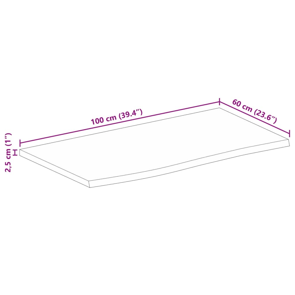 vidaXL galda virsma, 100x60x2,5 cm, mango masīvkoks