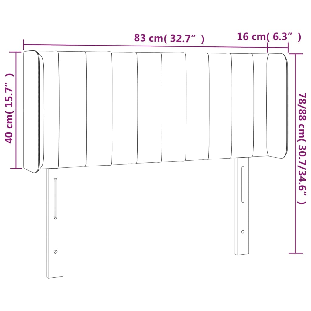 vidaXL gultas galvgalis ar LED, 83x16x78/88 cm, zils audums