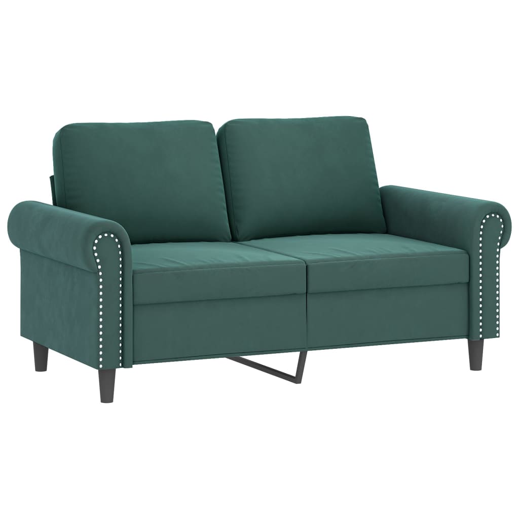 vidaXL divdaļīgs dīvānu komplekts ar spilveniem, tumši zaļš samts