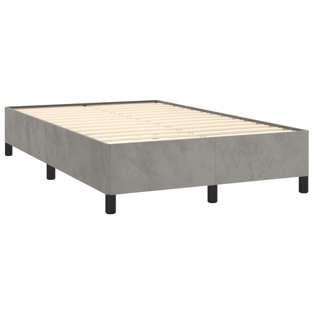 vidaXL atsperu gulta ar matraci, gaiši pelēka samts, 120x190 cm