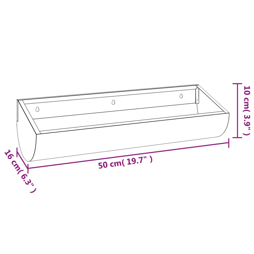 vidaXL sienas puķu kaste, 50x16x10 cm, tērauds ar rūsas efektu