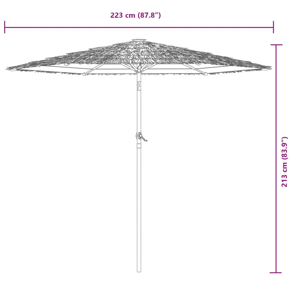 vidaXL dārza saulessargs ar LED un tērauda stabu, brūns, 223x223x213cm