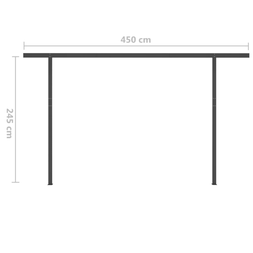 vidaXL izvelkama markīze ar kātiem, 4x3 m, manuāla, dzeltena, balta