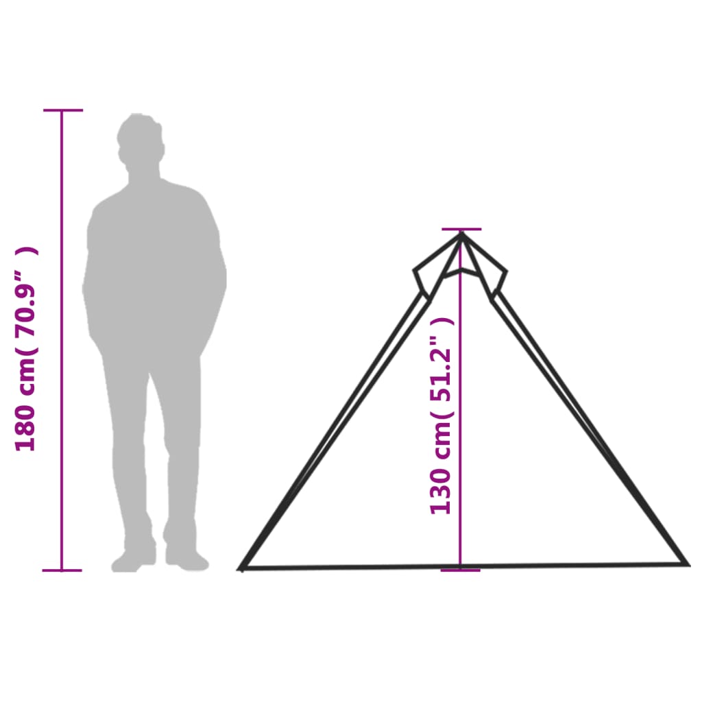 vidaXL kempinga telts, tipi, 1 personai, oranža, ūdensnecaurlaidīga