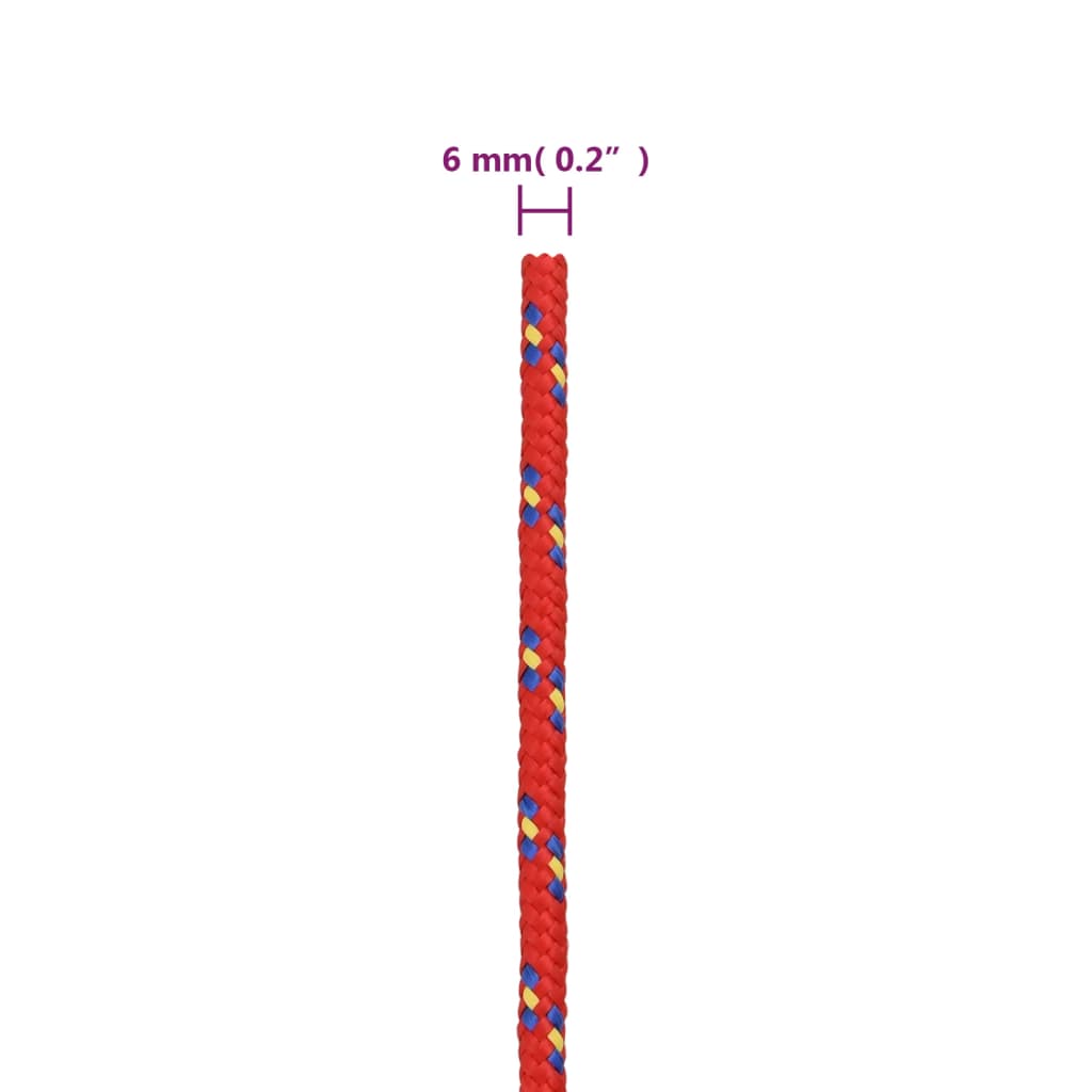 vidaXL laivu virve, sarkana, 6 mm, 50 m, polipropilēns