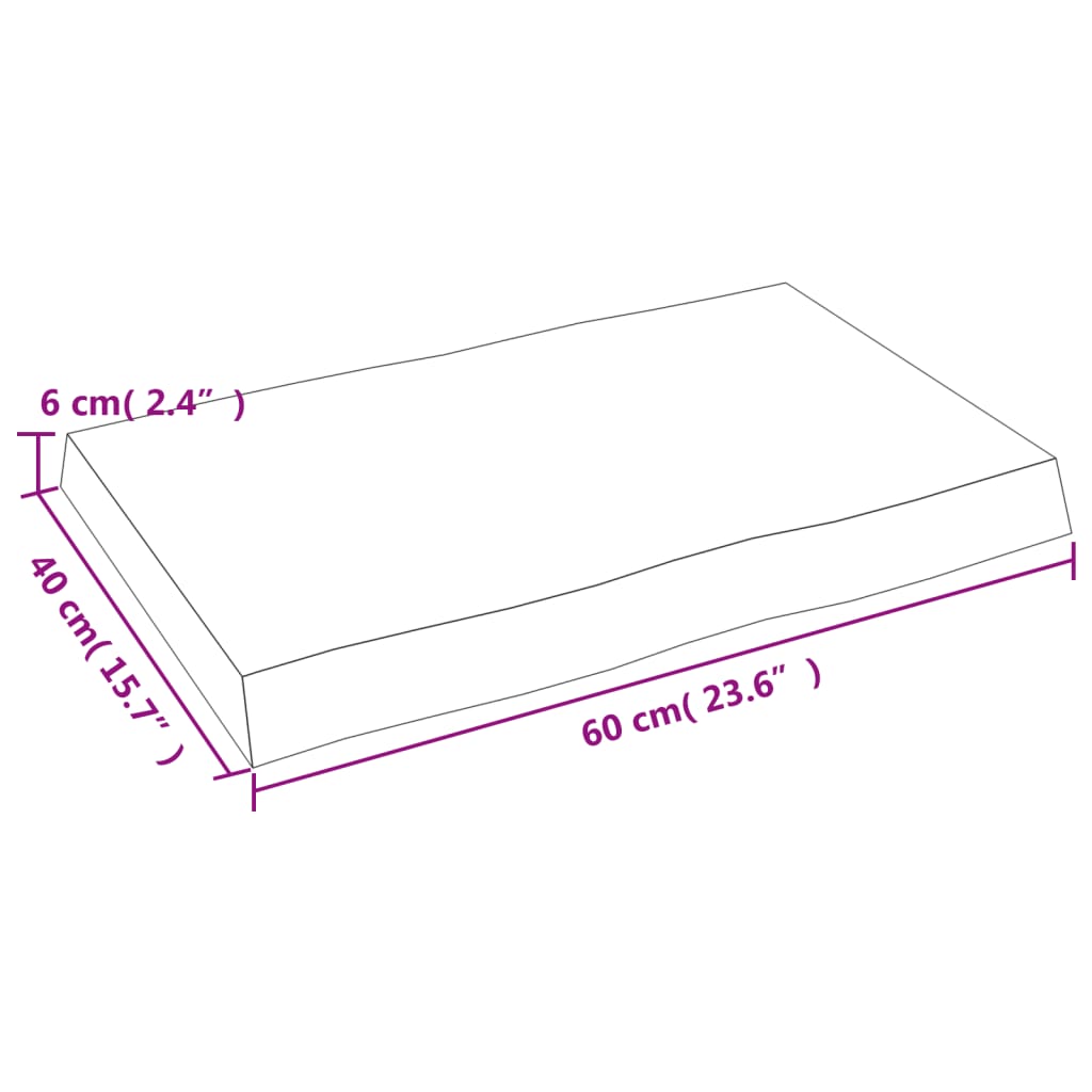 vidaXL galda virsma, 60x40x(2-6) cm, masīvkoks, dabīgas formas mala