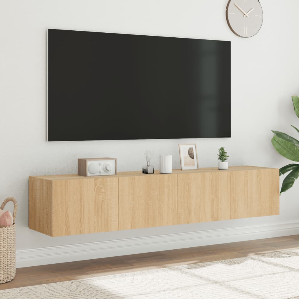 vidaXL TV plaukti ar LED lampiņām, 2 gab., 80x35x31 cm, koka krāsa
