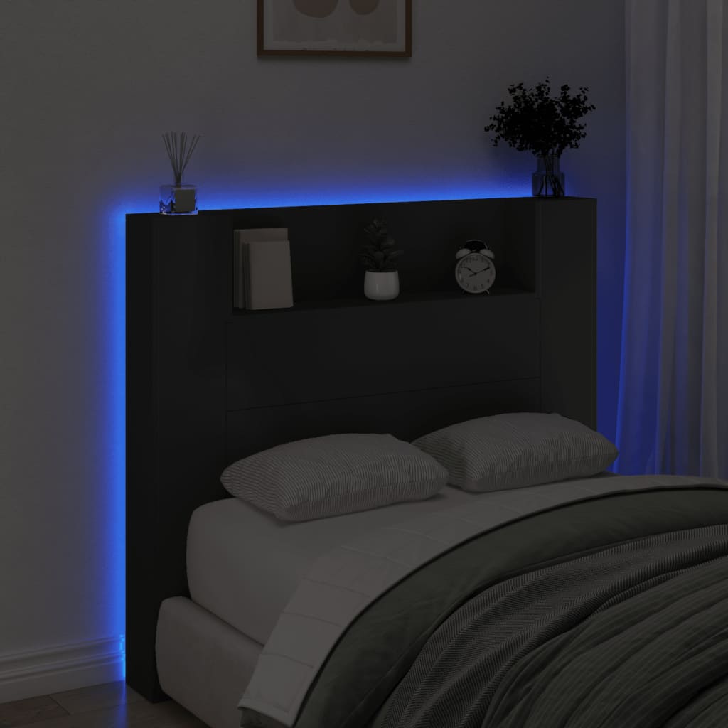 vidaXL galvgaļa skapis ar LED, melns, 120x16,5x103,5 cm