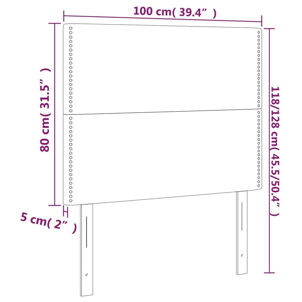 vidaXL gultas galvgalis ar LED, 100x5x118/128 cm, balta mākslīgā āda