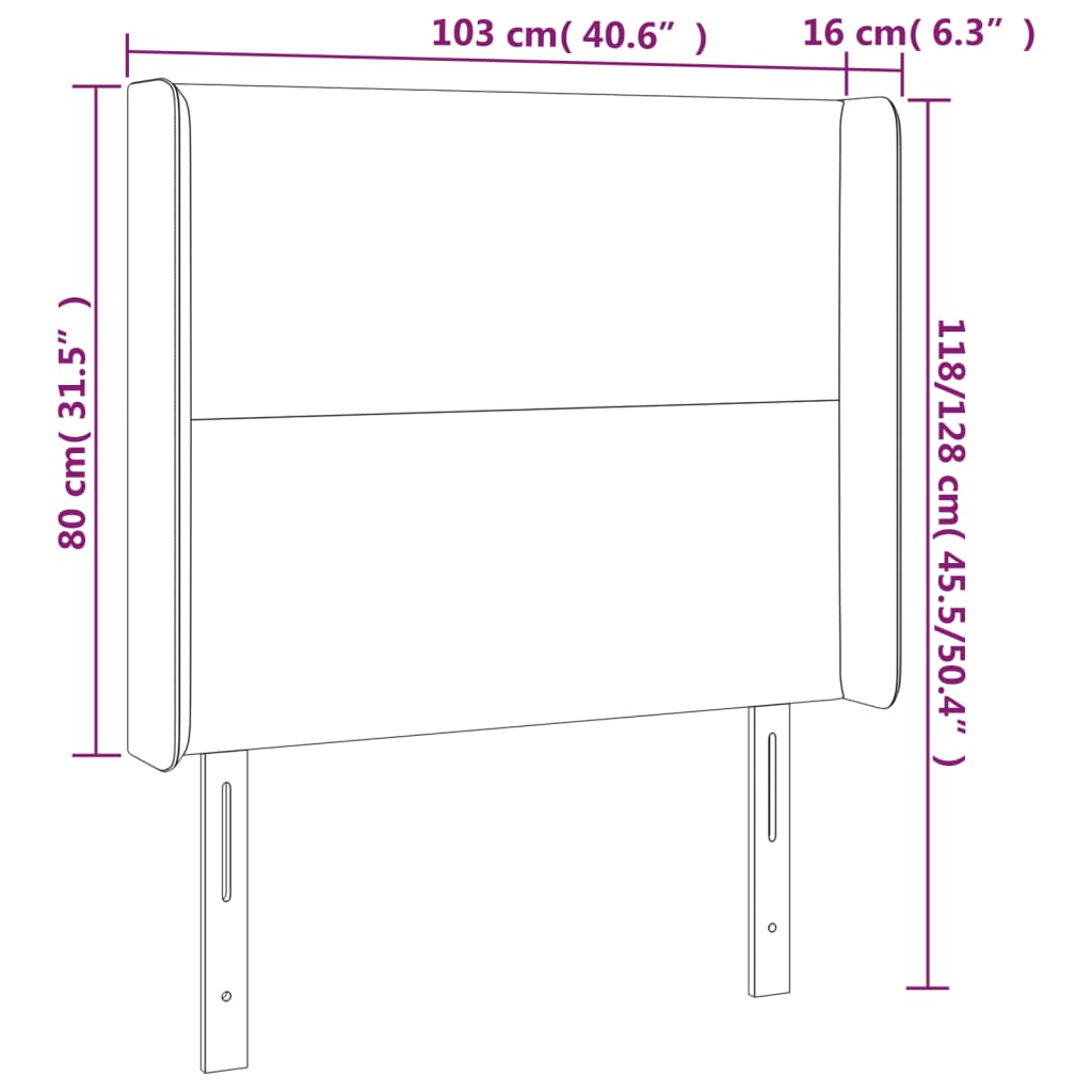 vidaXL gultas galvgalis ar LED, 103x16x118/128 cm, zils audums