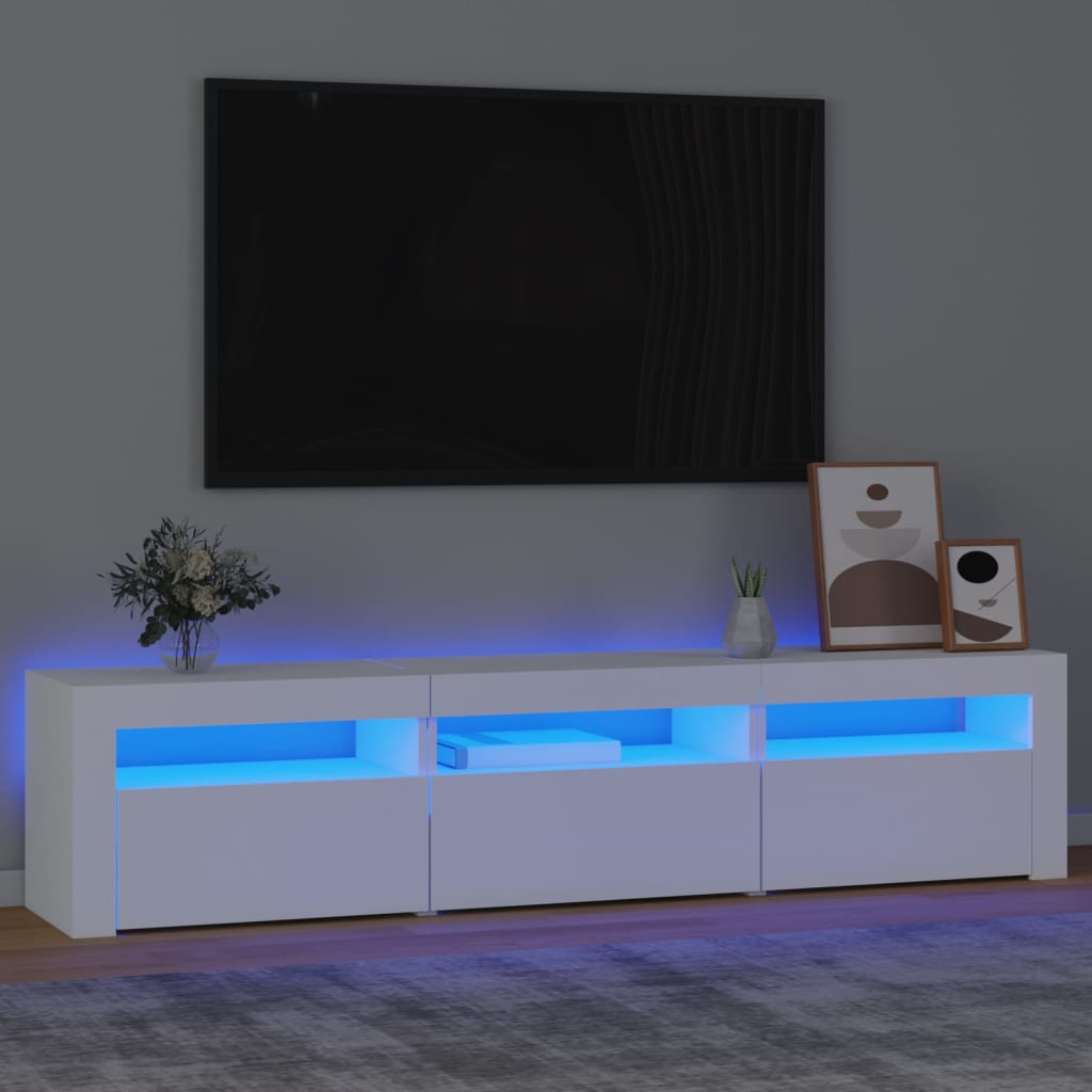 vidaXL TV skapītis ar LED apgaismojumu, balts, 180x35x40 cm