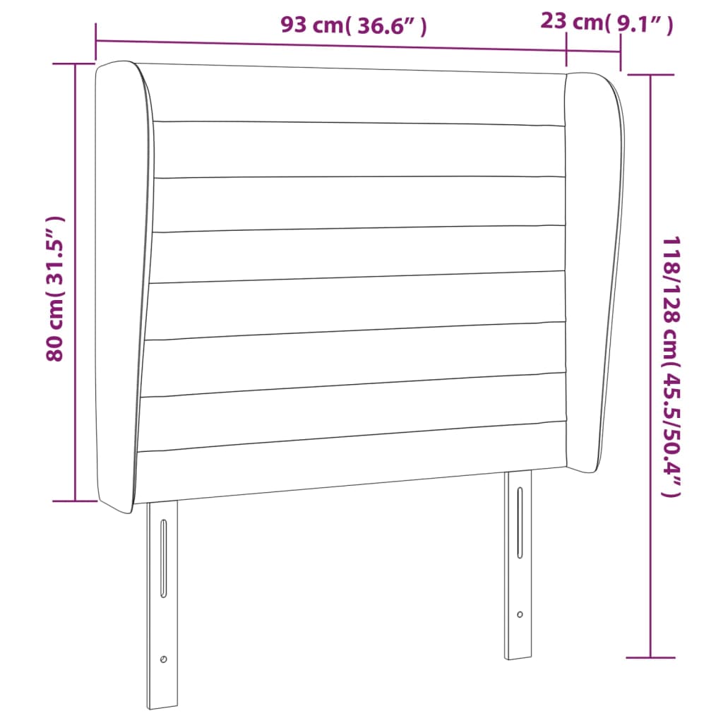 vidaXL galvgalis ar malām, 93x23x118/128 cm, rozā samts