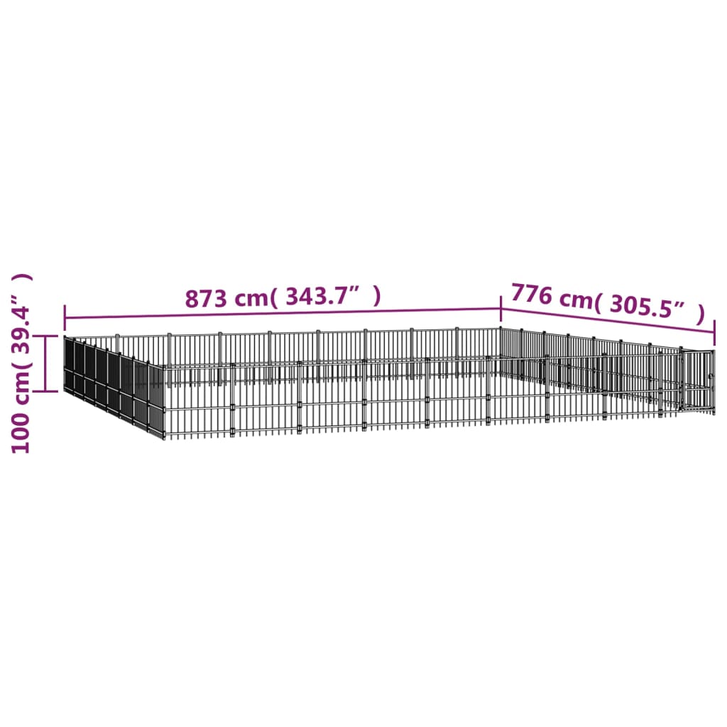 vidaXL suņu voljērs, 67,74 m², tērauds