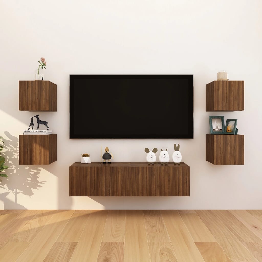 vidaXL sienas TV skapītis, brūna ozolkoka krāsa, 30,5x30x30 cm