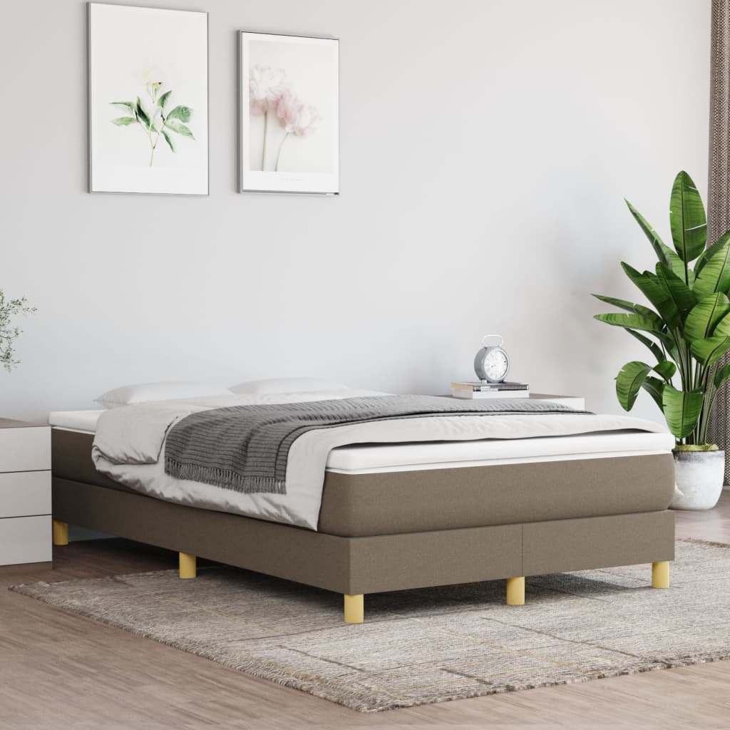 vidaXL atsperu gultas rāmis ar matraci, pelēkbrūns, 120x200 cm, audums