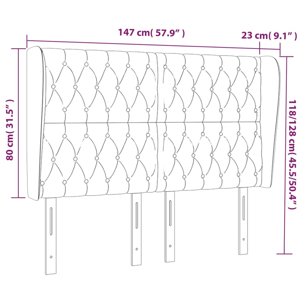 vidaXL galvgalis ar malām, 147x23x118/128 cm, zaļš audums