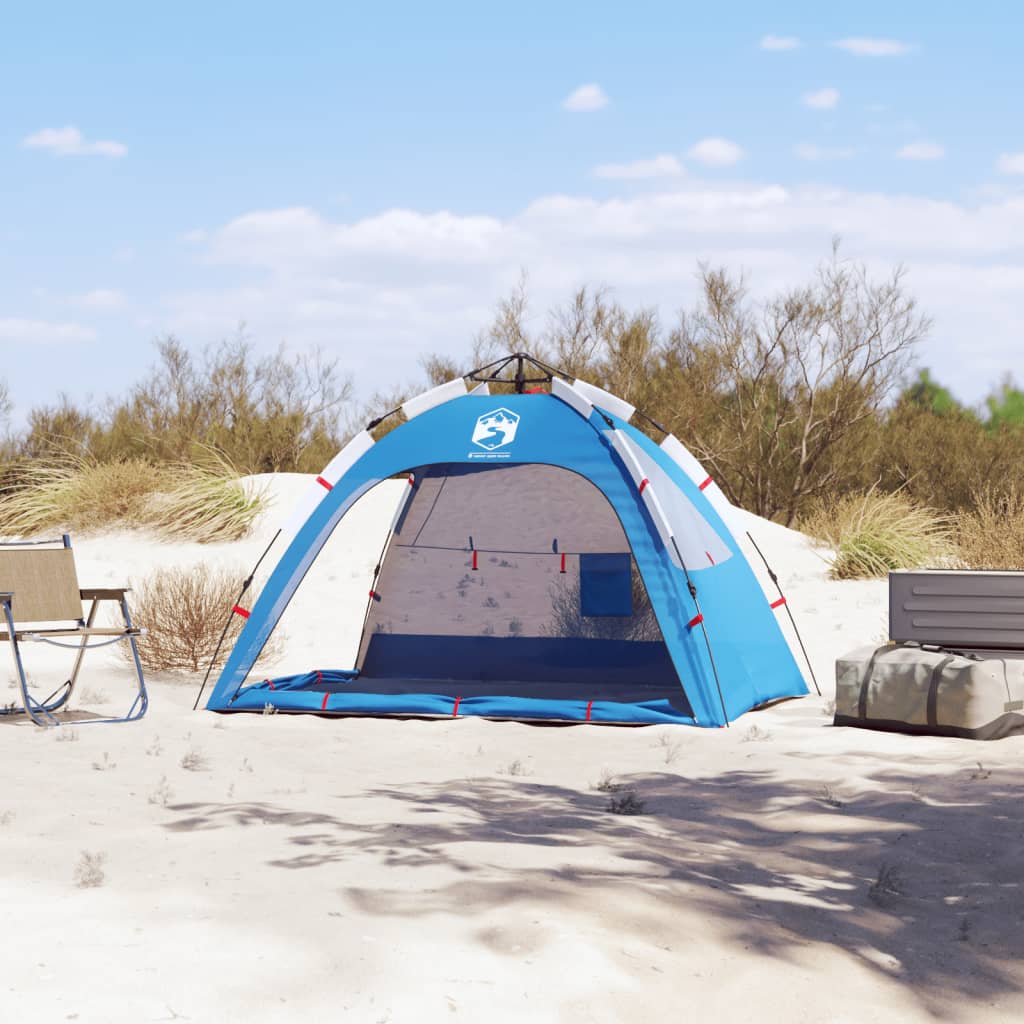 vidaXL pludmales telts 2 personām, debeszila, ūdensnecaurlaidīga