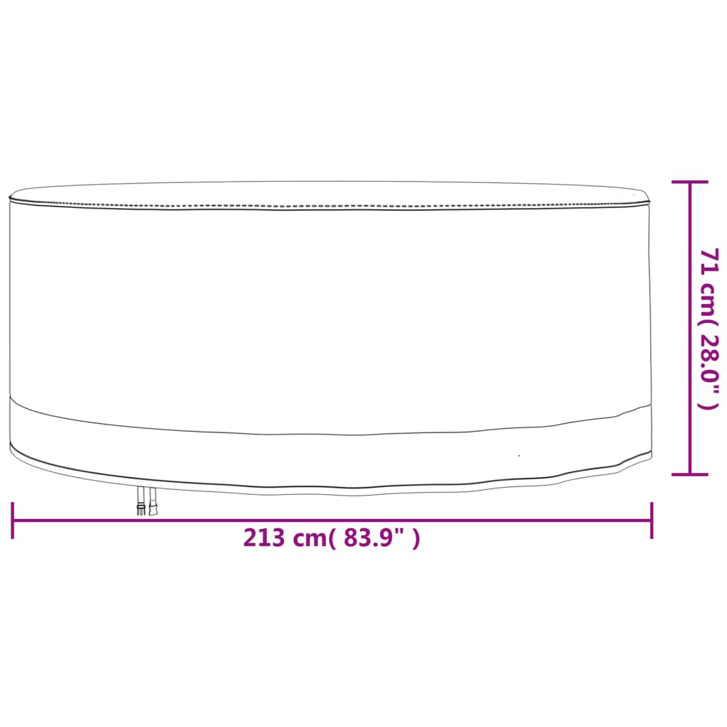 vidaXL dārza mēbeļu pārklājs, apaļš, bēšs, Ø 213x71 cm, 600D audums