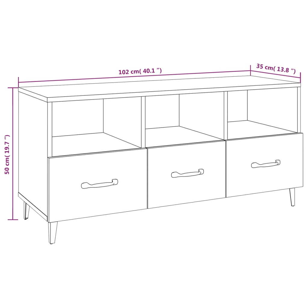 vidaXL TV skapītis, melns, 102x35x50 cm, inženierijas koks