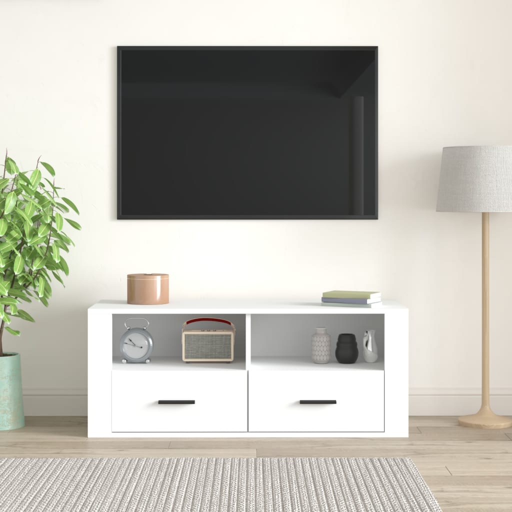 vidaXL TV skapītis, balts, 100x35x40 cm, inženierijas koks