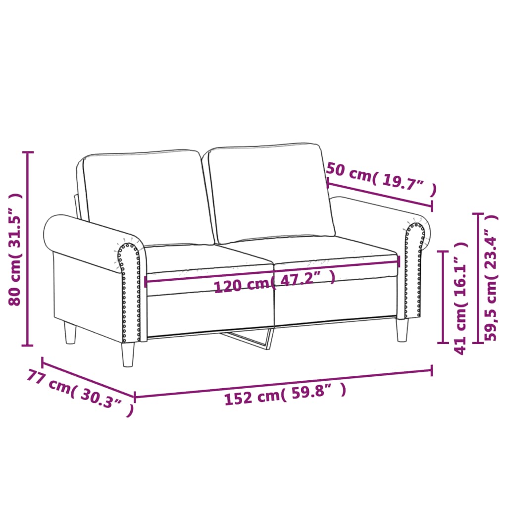 vidaXL divvietīgs dīvāns, tumši pelēks, 120 cm, samts