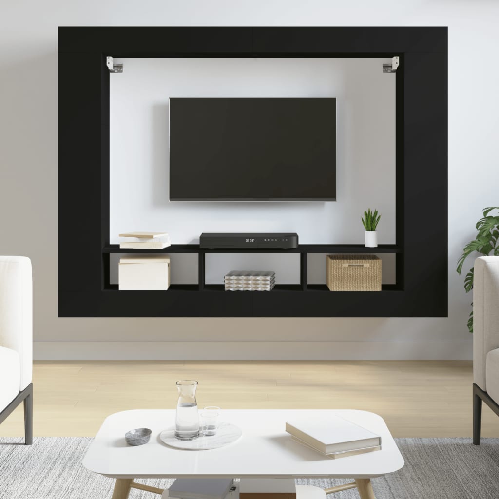 vidaXL TV skapītis, melns, 152x22x113 cm, inženierijas koks