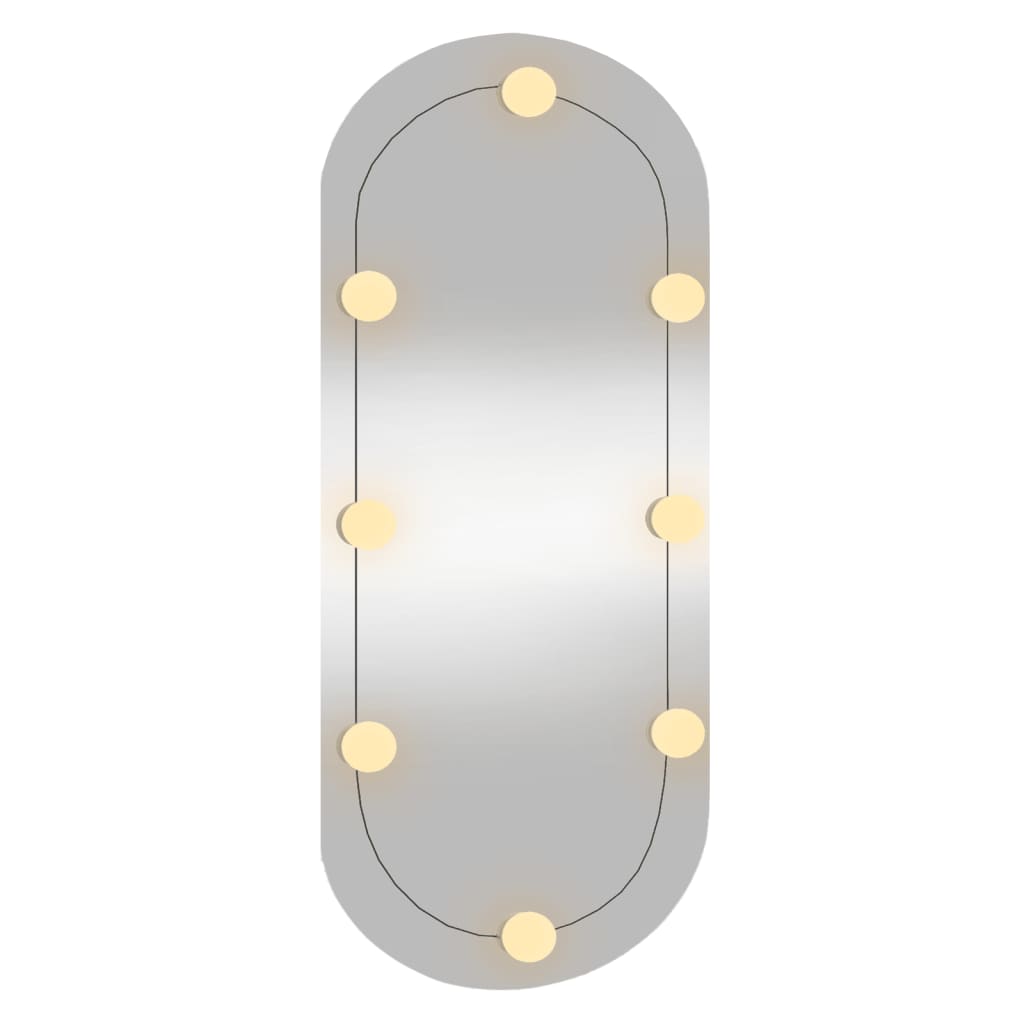 vidaXL sienas spogulis ar LED gaismām, 35x80 cm, stikls, ovāls