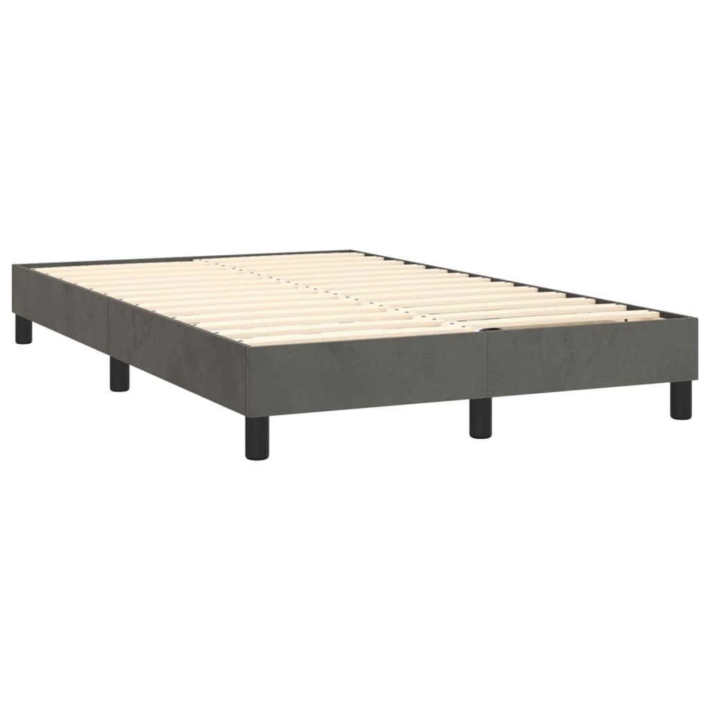 vidaXL atsperu gulta ar matraci, tumši pelēka samts, 120x200 cm