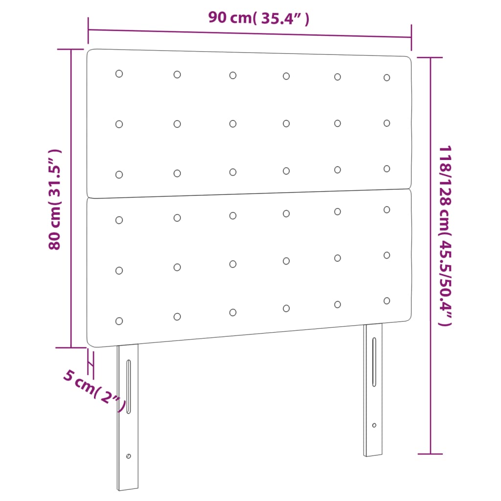 vidaXL gultas galvgalis ar LED, 90x5x118/128 cm, melns samts