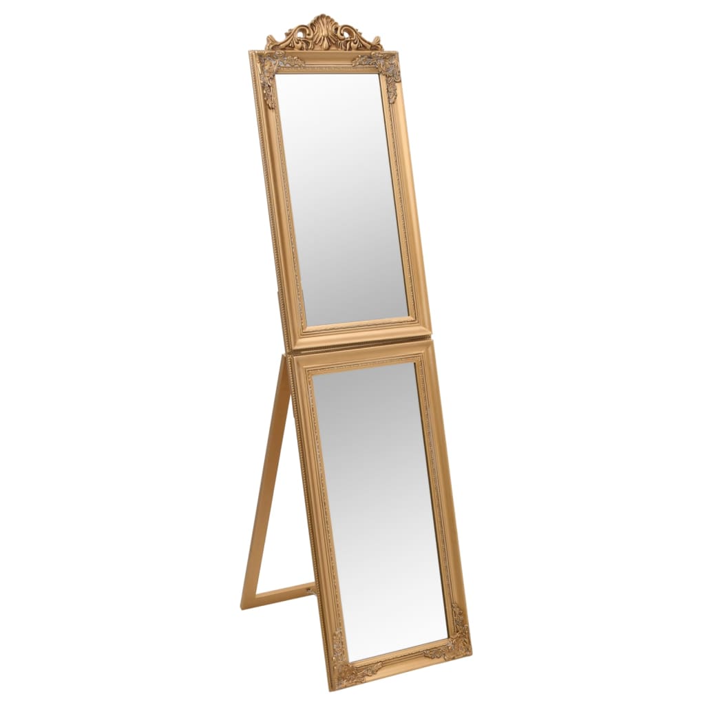 vidaXL grīdas spogulis, 45x180 cm, zelta krāsa