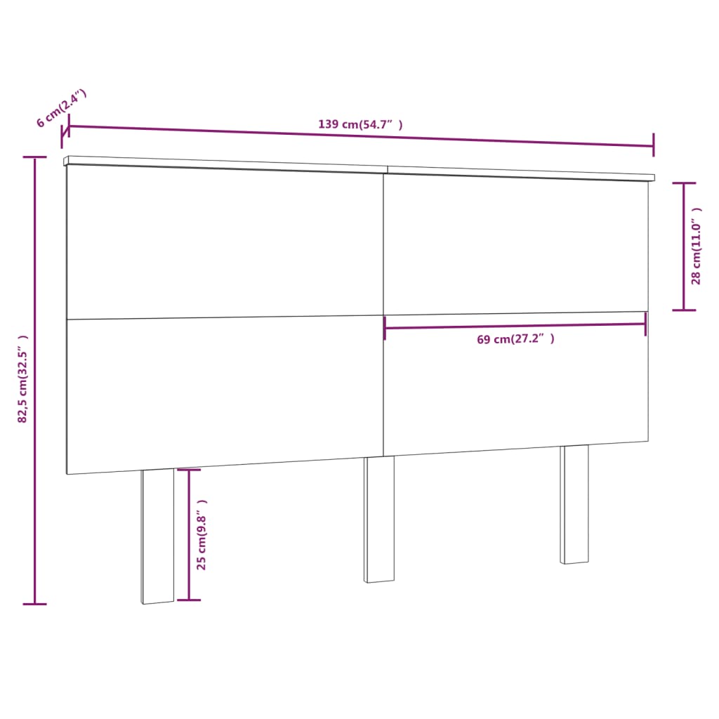 vidaXL gultas galvgalis, medus brūns, 139x6x82,5 cm, priedes masīvkoks