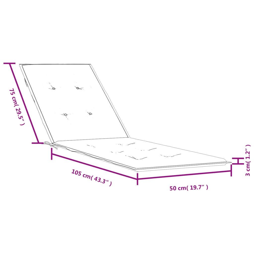 vidaXL atpūtas krēsla matracis, antracītpelēks, (75+105)x50x3cm audums