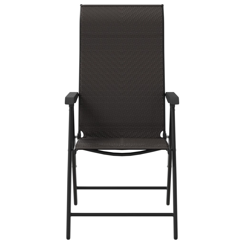 vidaXL saliekami dārza krēsli, 2. gab., melna PE rotangpalma