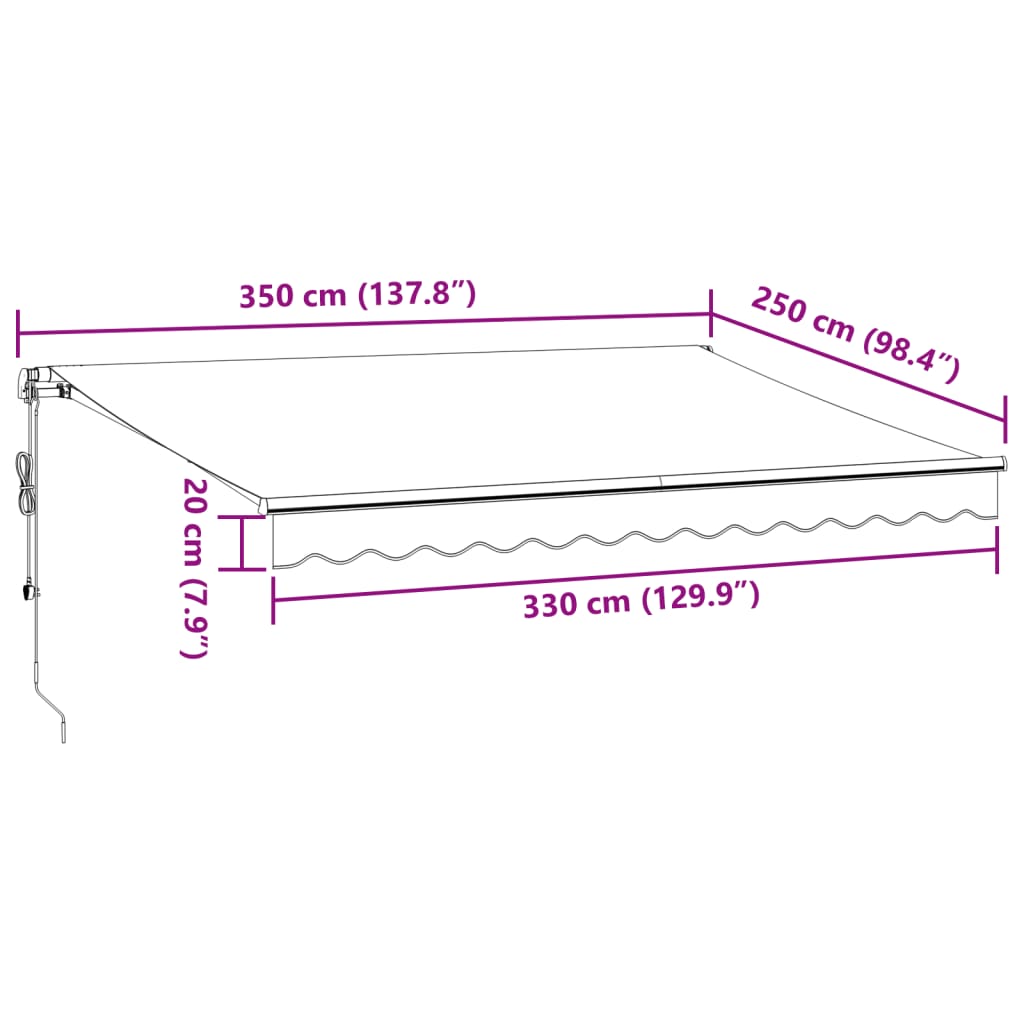 vidaXL automātiski izvelkama markīze, pelēka un balta, 350x250 cm