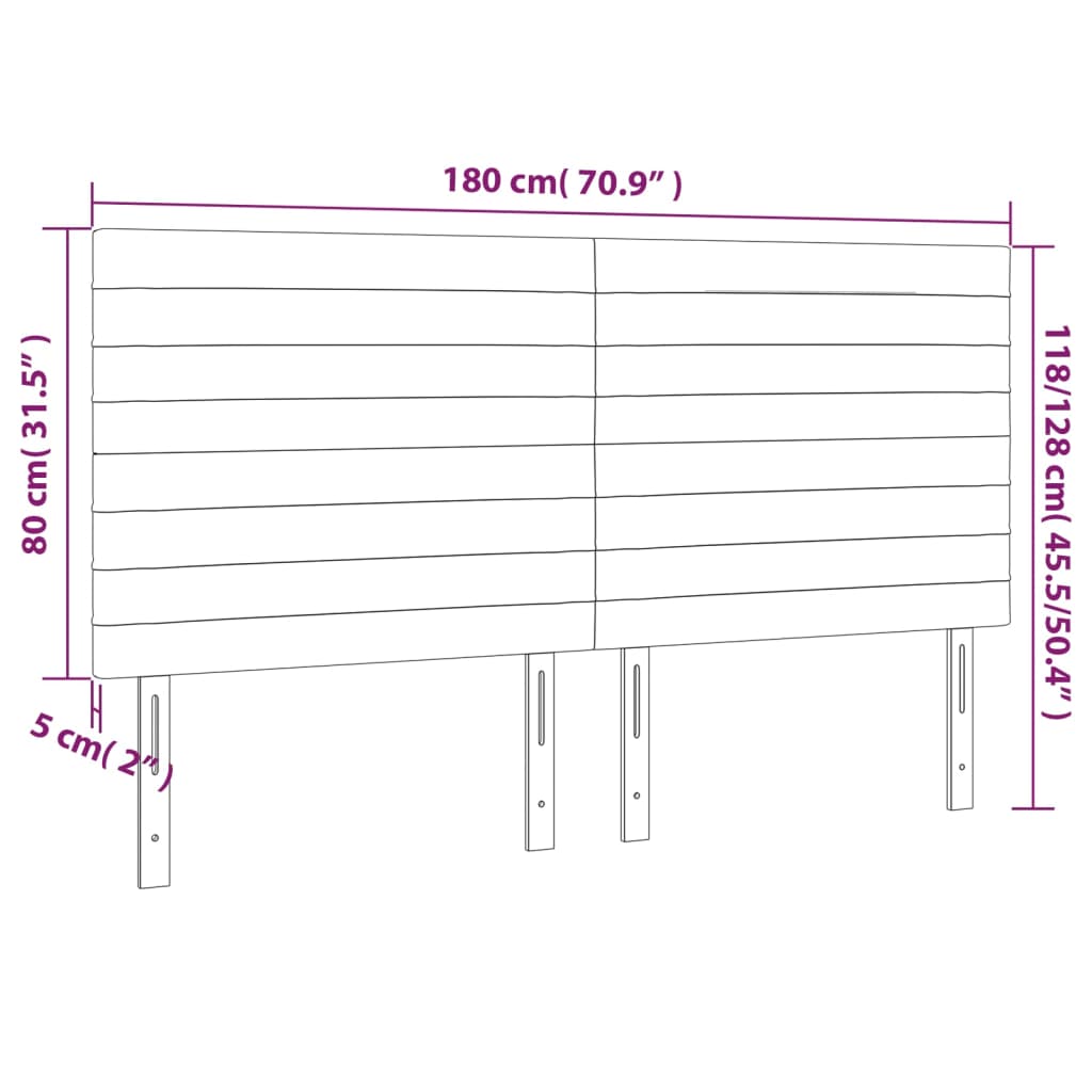 vidaXL gultas galvgalis ar LED, 180x5x118/128 cm, tumši zils samts