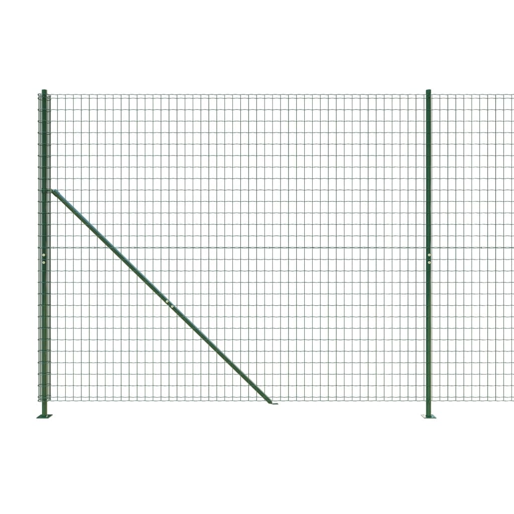 vidaXL stiepļu žogs ar atloku, 1,4x10 m, zaļš