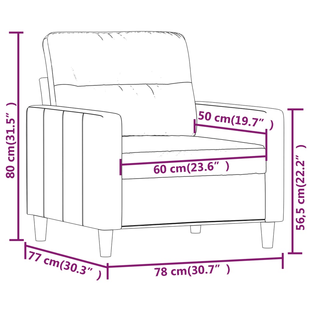 vidaXL atpūtas krēsls, tumši pelēks, 60 cm, audums