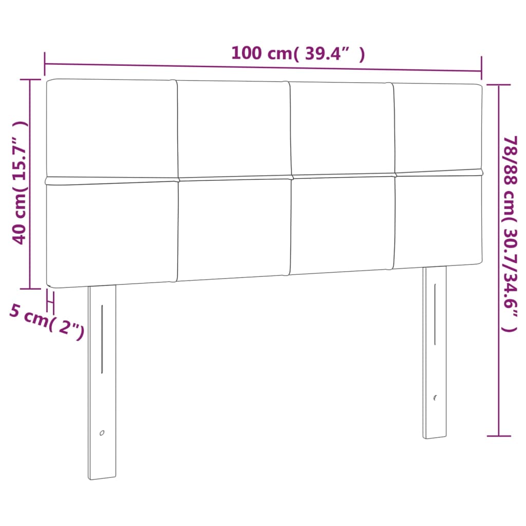 vidaXL gultas galvgalis ar LED, 100x5x78/88 cm, rozā samts