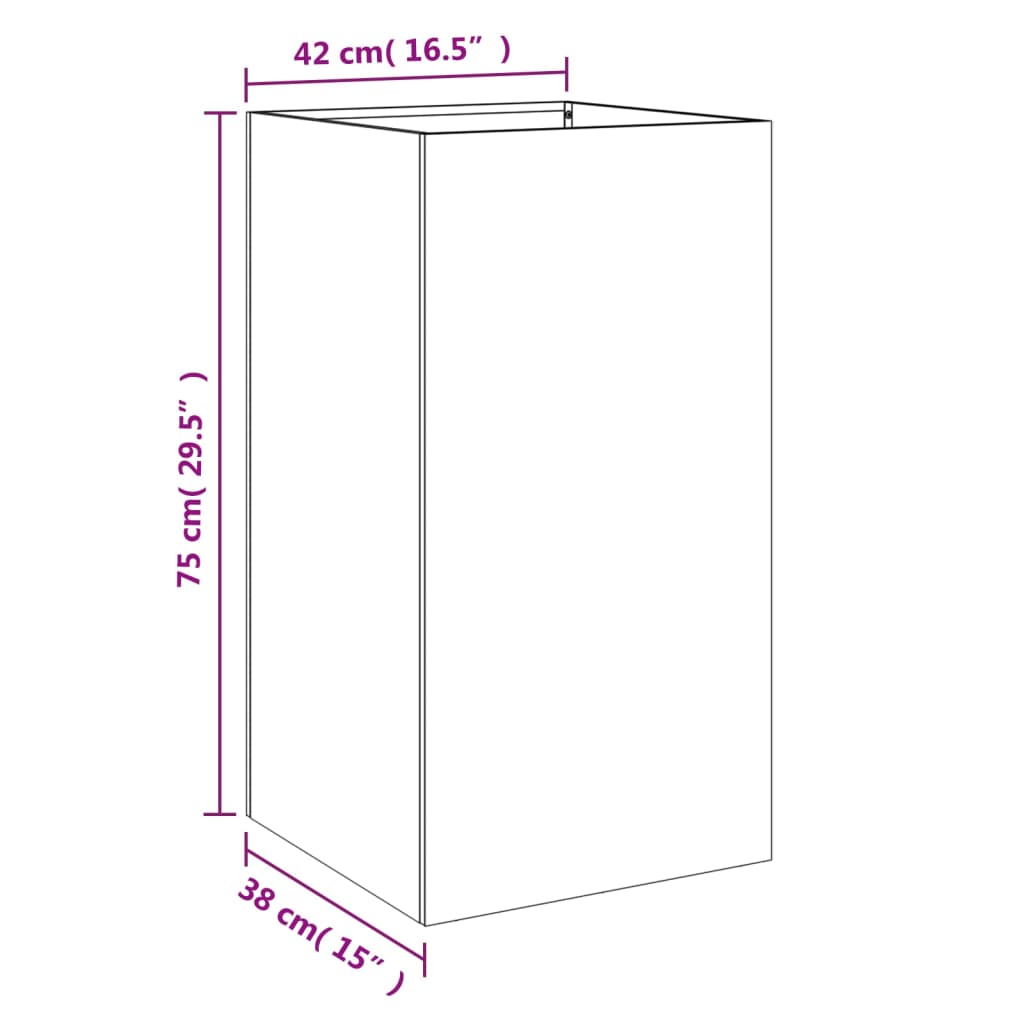 vidaXL puķu kaste, balta, 42x38x75 cm, auksti velmēts tērauds