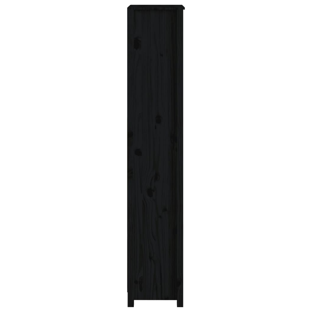 vidaXL grāmatu plaukts, melns, 50x35x183 cm, priedes masīvkoks